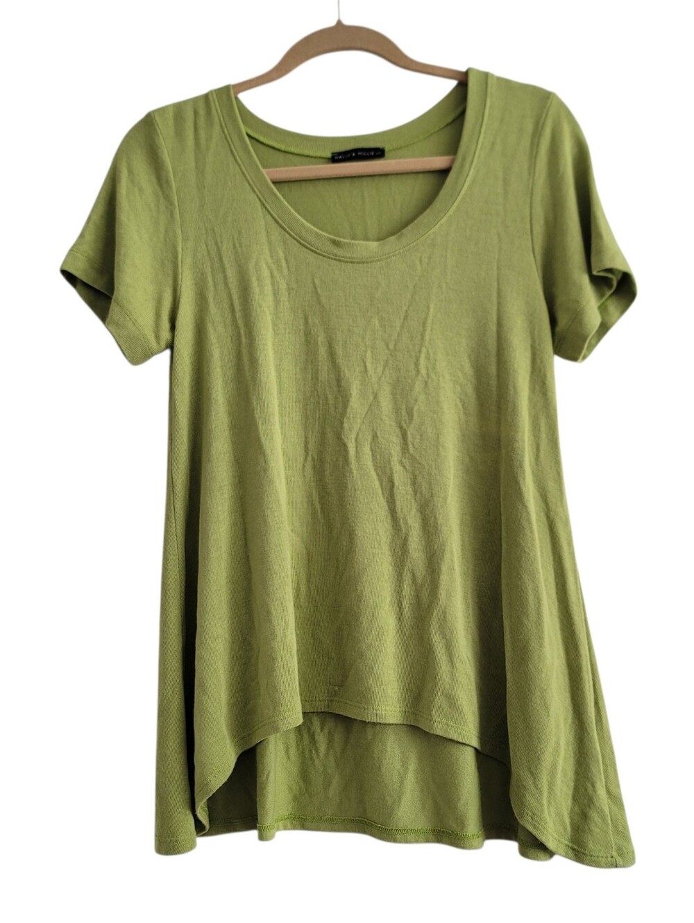 Nally & Millie Lime Green Scoop Neck Short Sleeve Top Size Small Modal Stretch